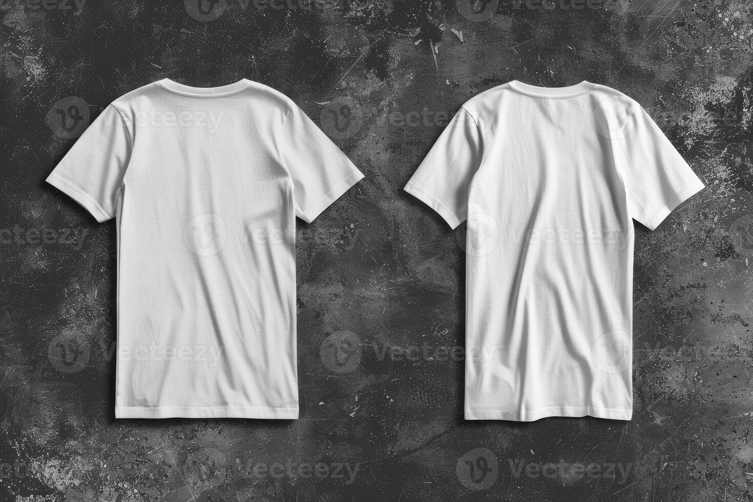 close up of Two Blank White tshirts On Dark Background photo