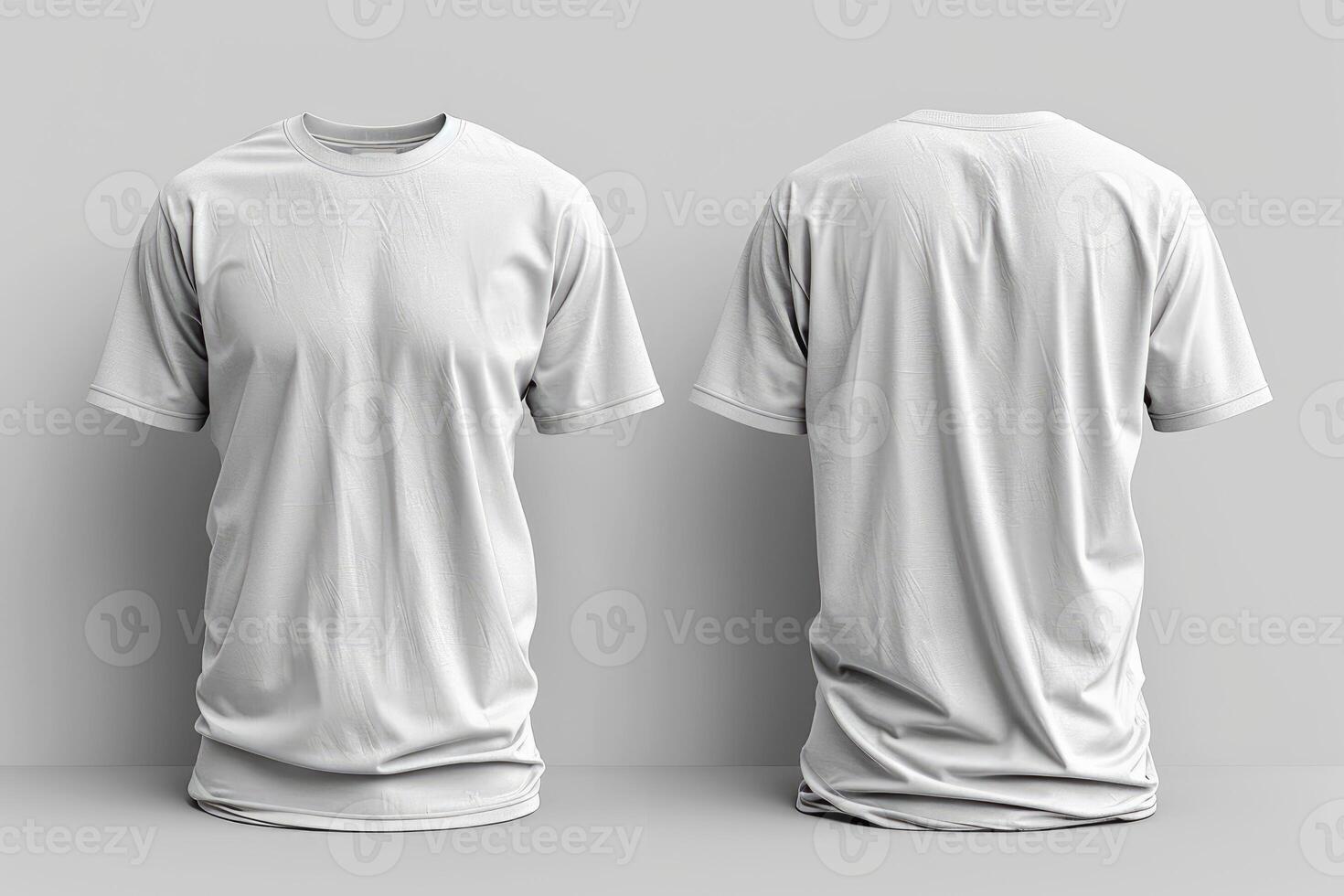 White Short Sleeve T Shirt Front And Back View close up photo