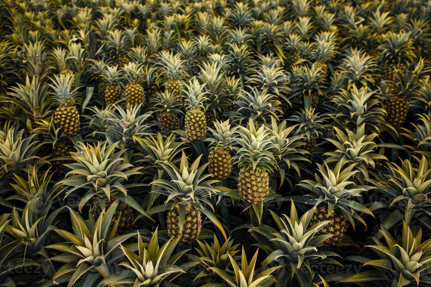 close up of a Lush Green Pineapple Plantation Abundant Harvest photo