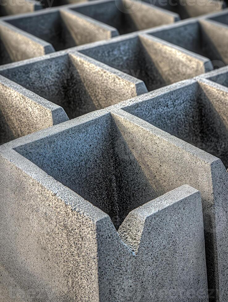 close up of Grey concrete blocks arranged photo