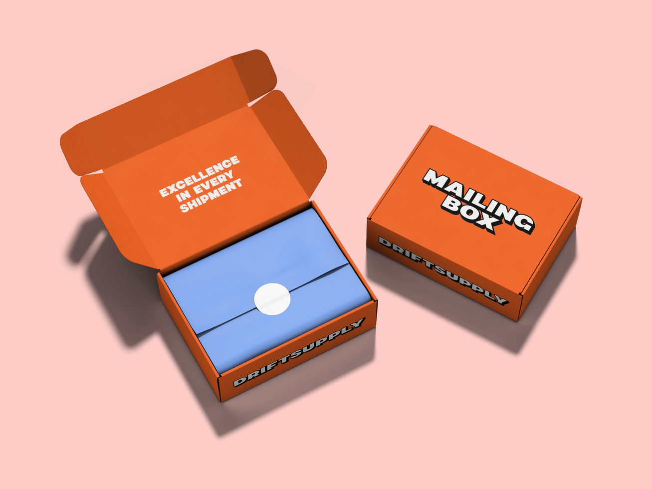 Mailing Box Mockup with Wrapping Paper psd