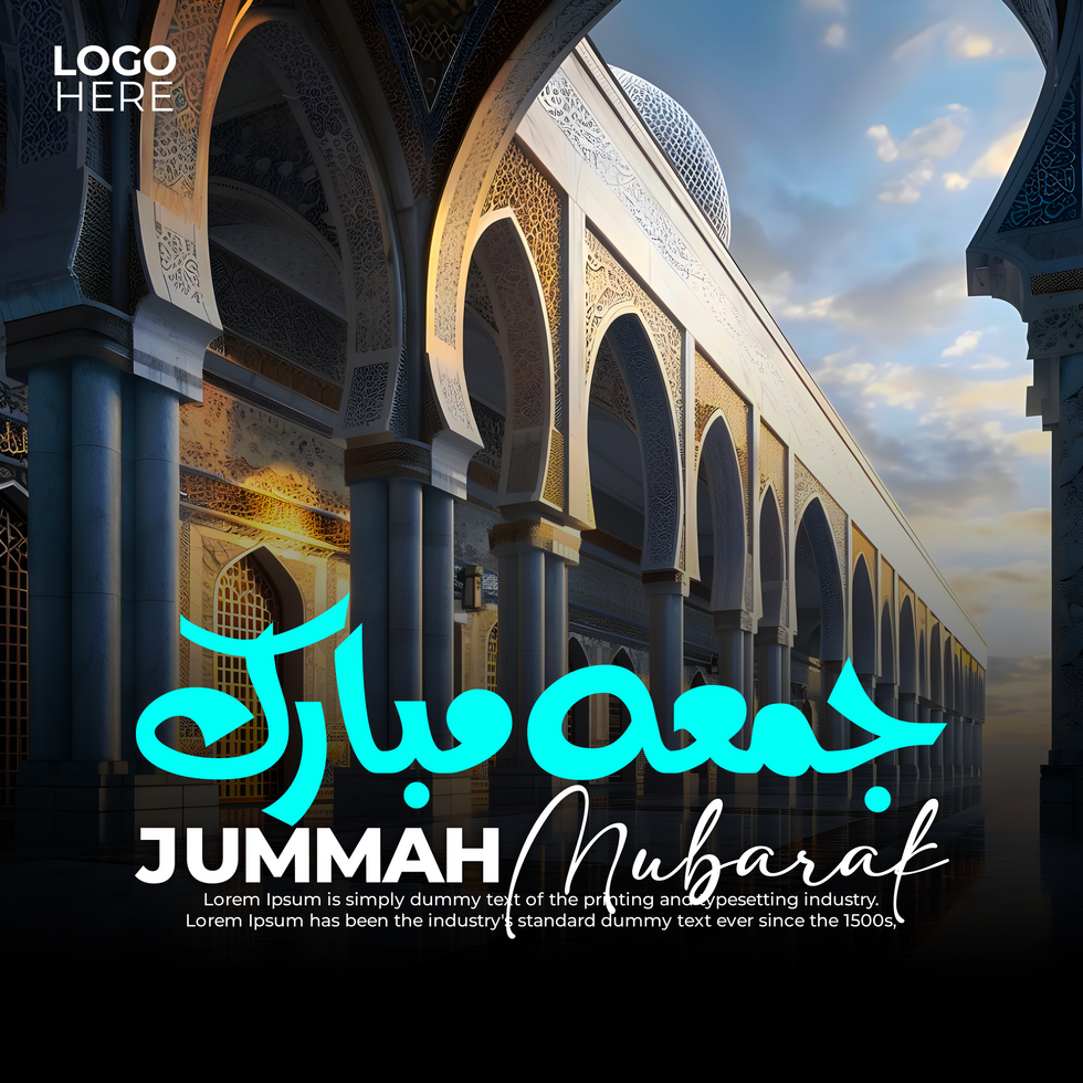 Jummah Blessings Post Design, A Day of Light and Guidance psd