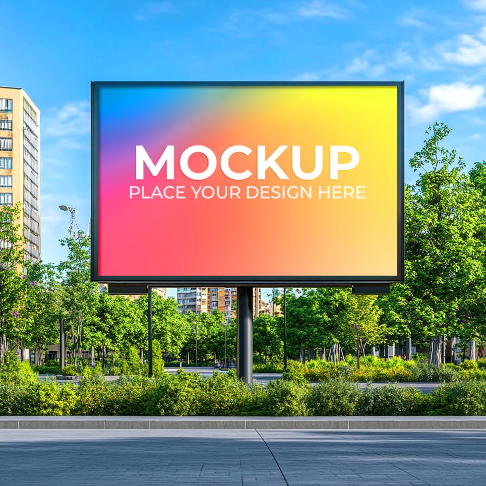 Digital Display Billboard Mockup in a High-Tech Cityscape psd
