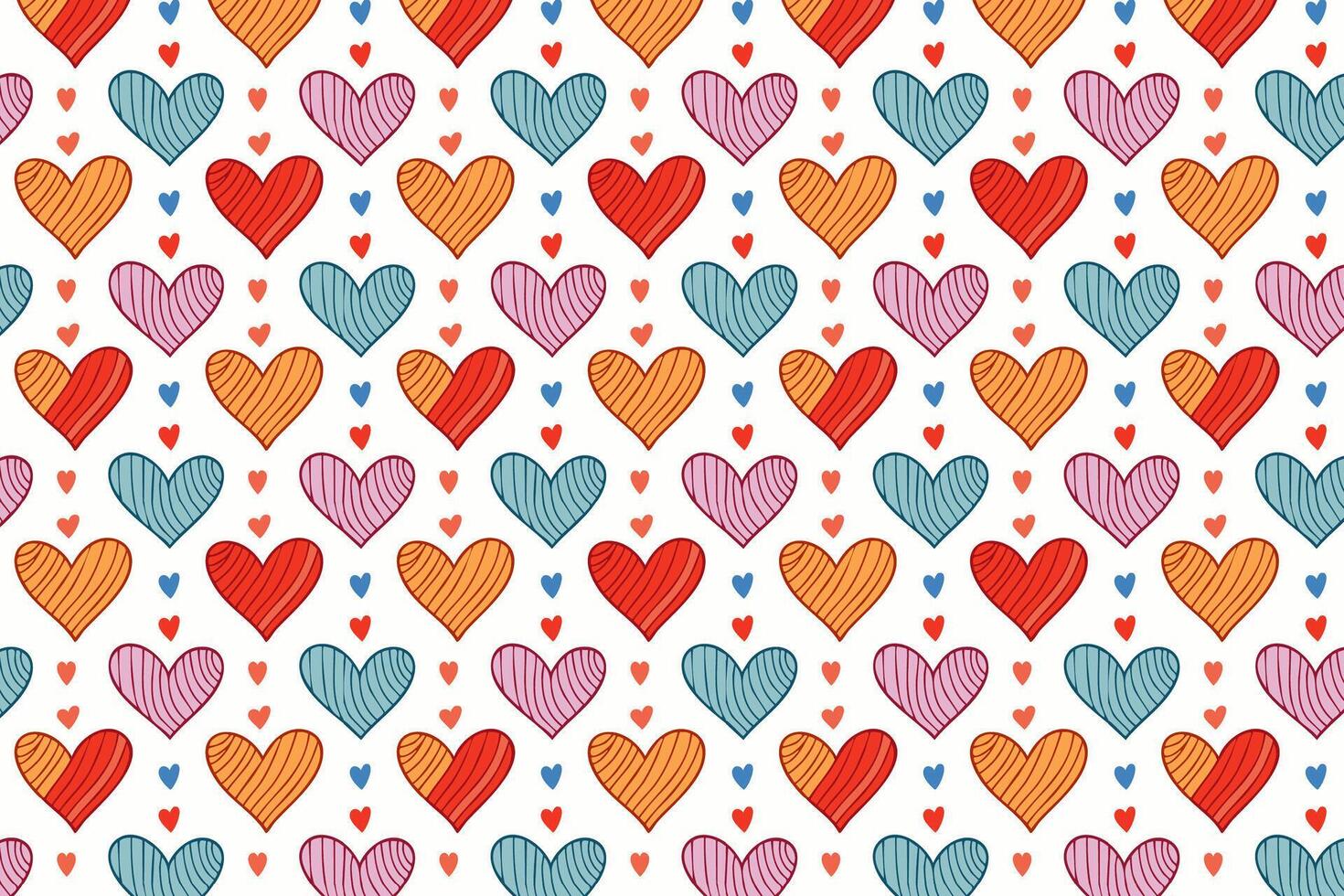 A hand drawn pattern with many hearts on it vector