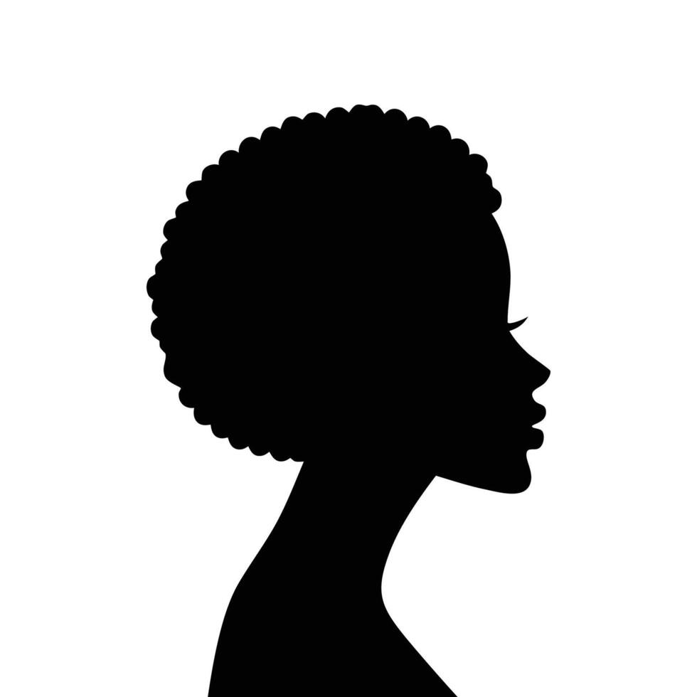 Silhouette of a woman with an afro hair style vector