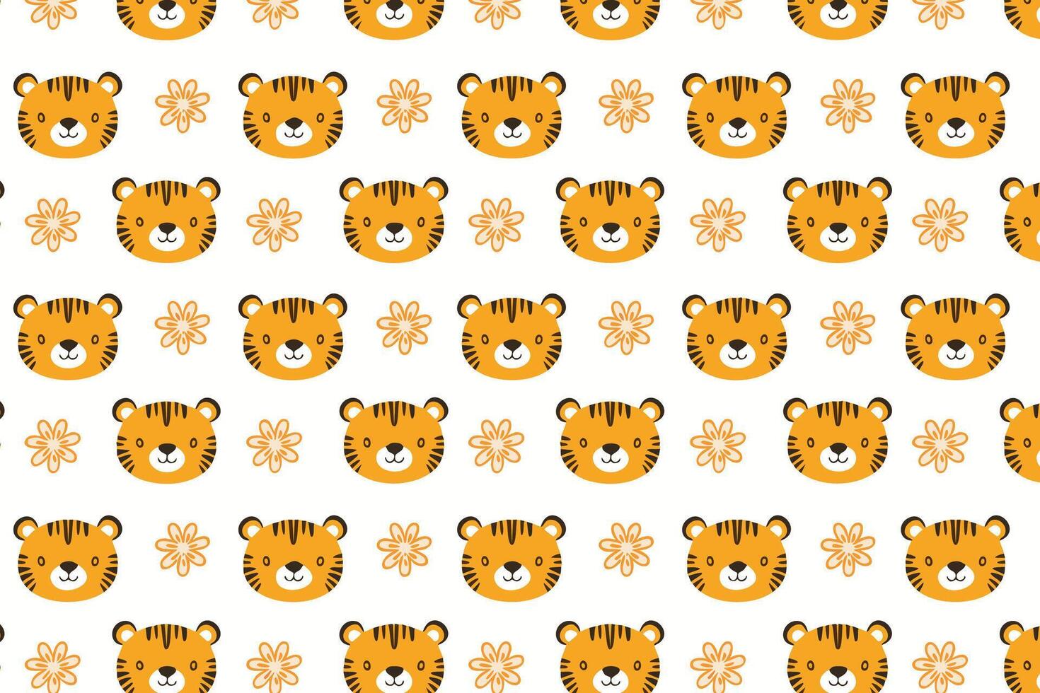 A pattern with a tiger's face on white background vector