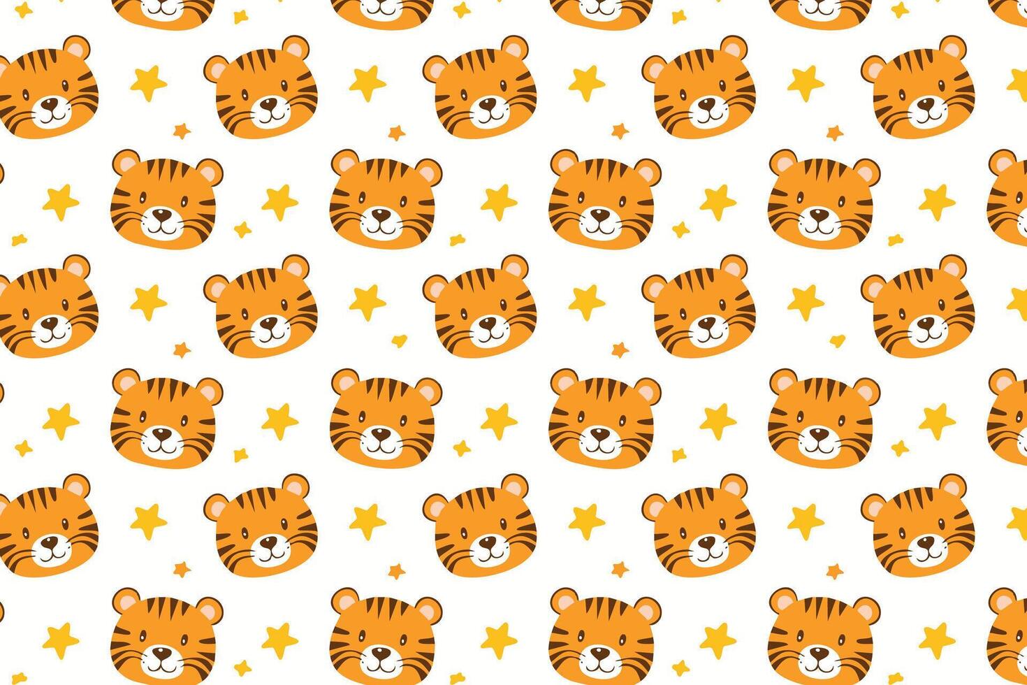 A pattern with a tiger face and stars vector