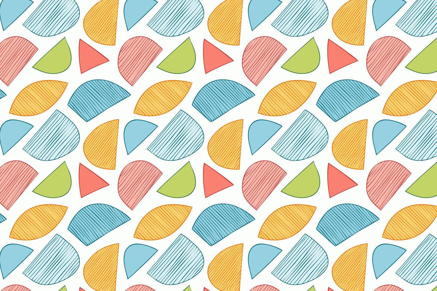 A colorful hand drawn pattern with shapes and lines vector
