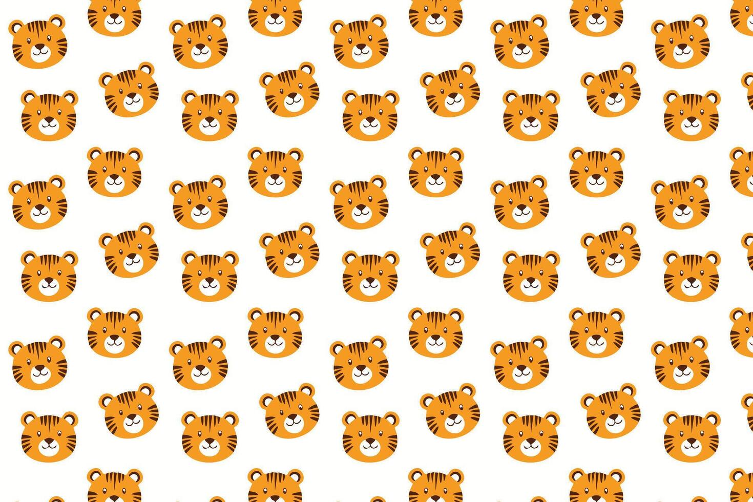 A pattern of cute tiger faces on a white background vector