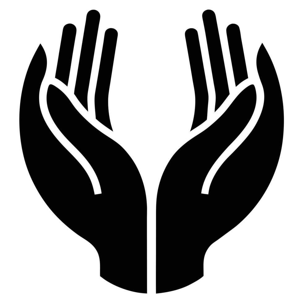 cupped hands, symmetrical design, open palms facing upward, religious symbolism vector