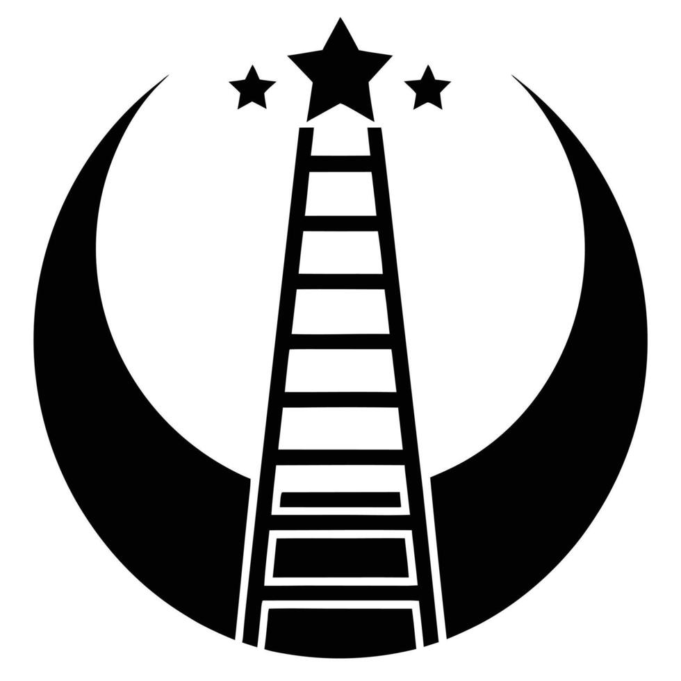 ladder reaching for stars, crescent moon shape, celestial symbolism vector