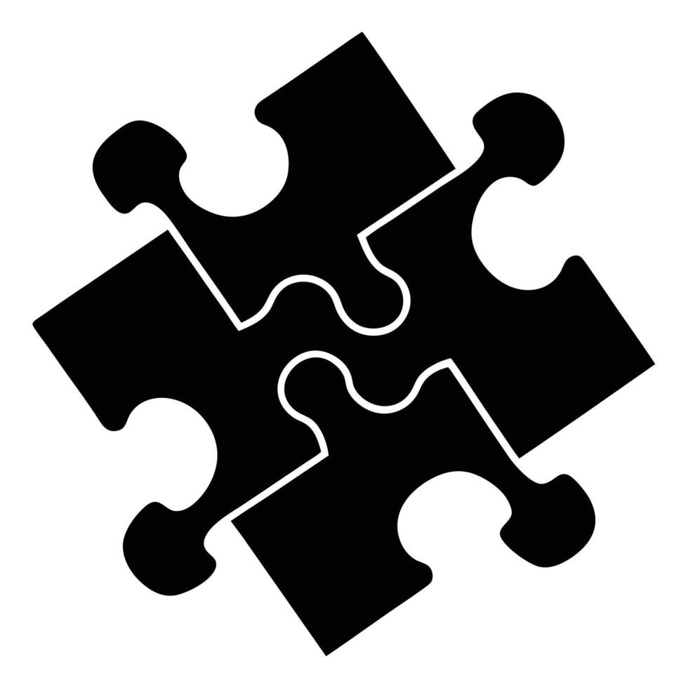 black puzzle piece, silhouette, minimalist design stark contrast vector