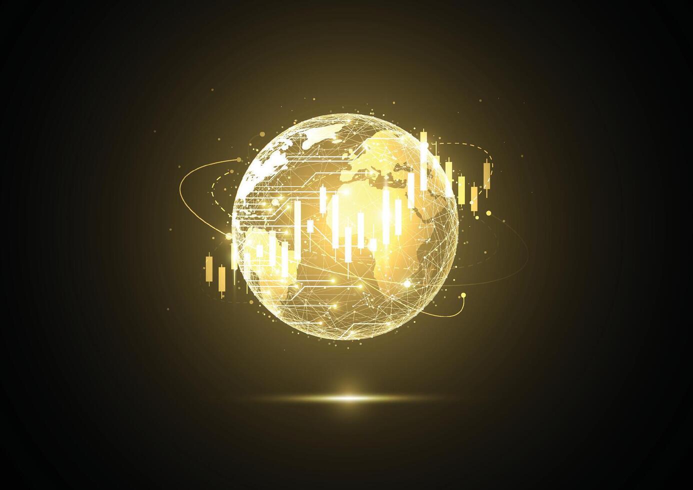 Abstract global network connection on gold background. vector