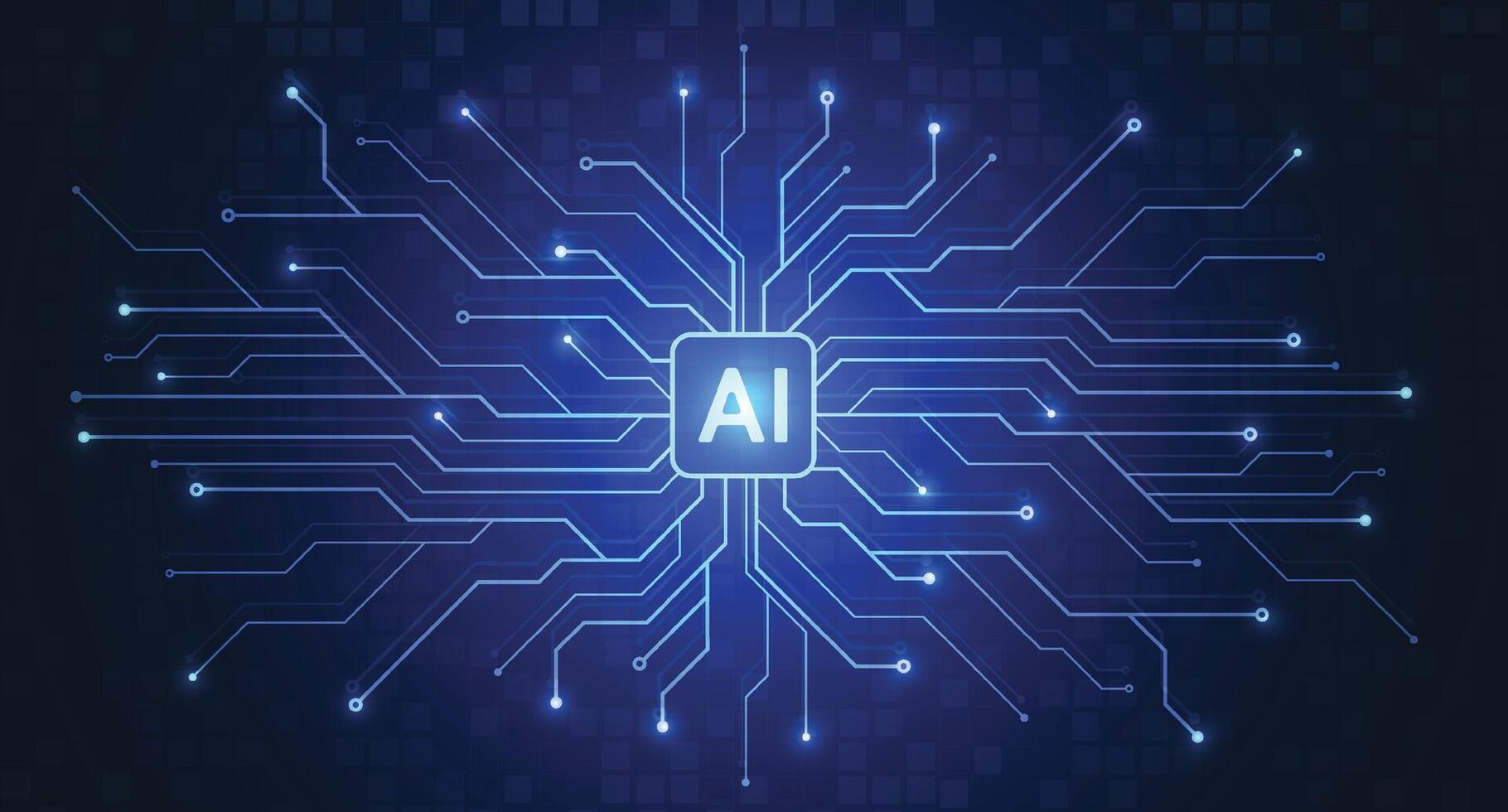 Artificial intelligence chipset on circuit board in futuristic vector