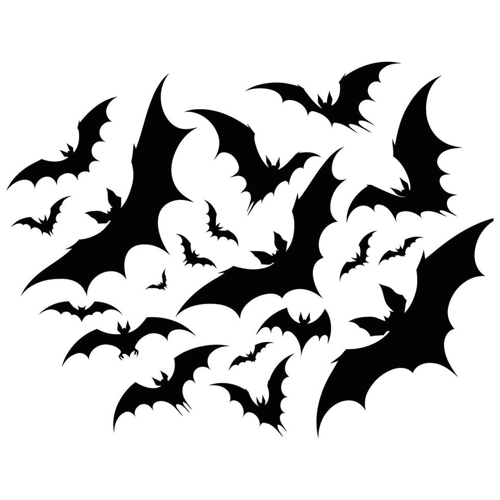 Black silhouette of bats vector