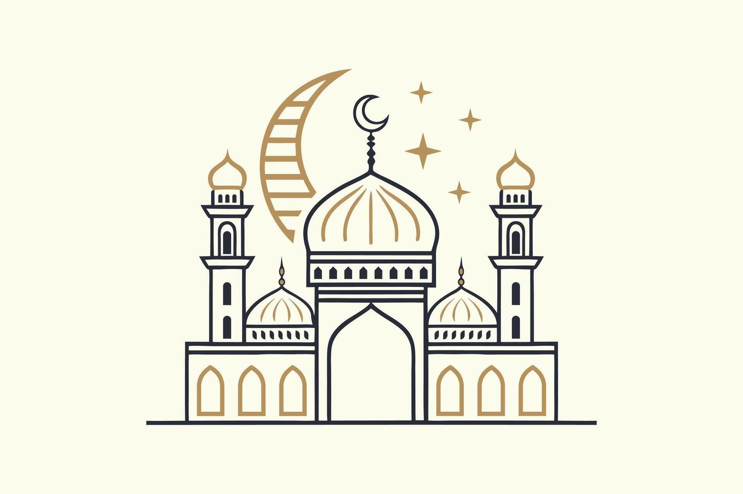 Elegant Mosque Line Art Illustration vector