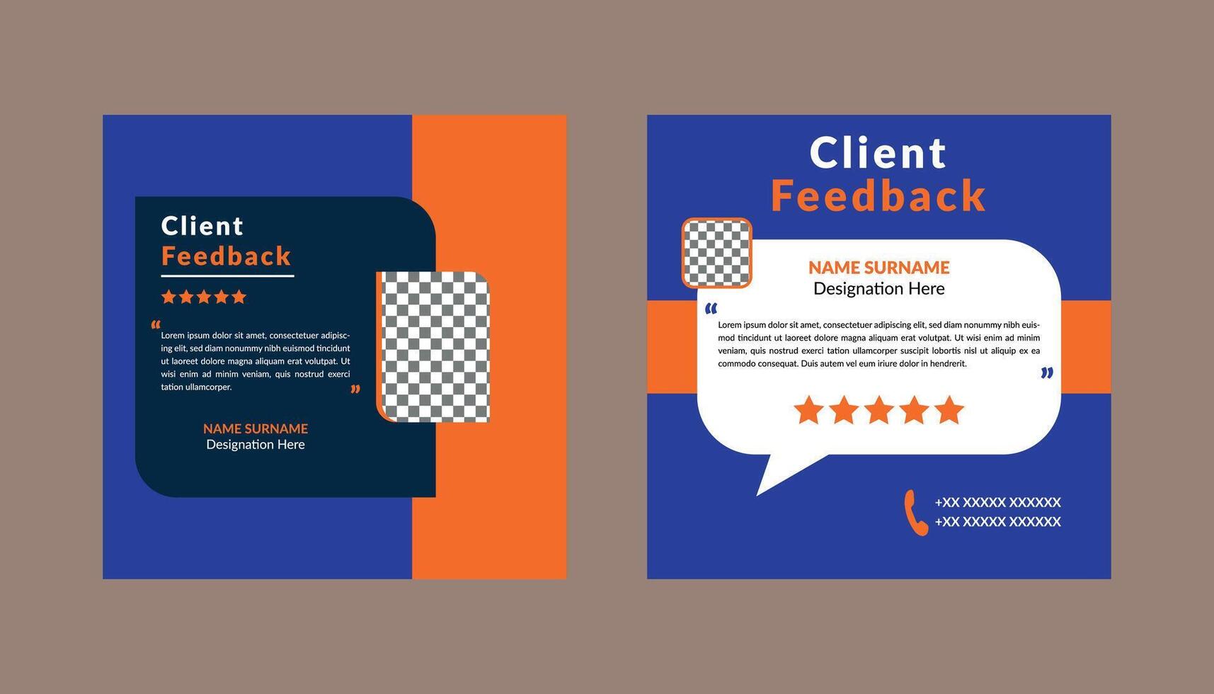 Client Testimonial Design in Bundle. Abstract Template Display for Promotional Campaign. vector