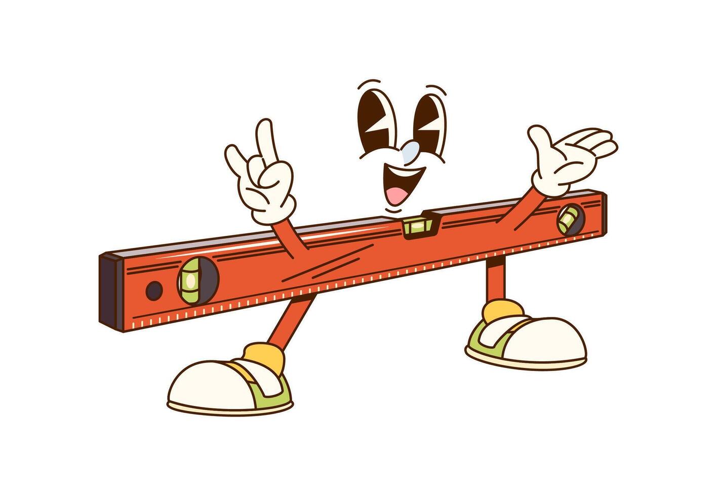 Groovy level tool cartoon character for DIY repair vector
