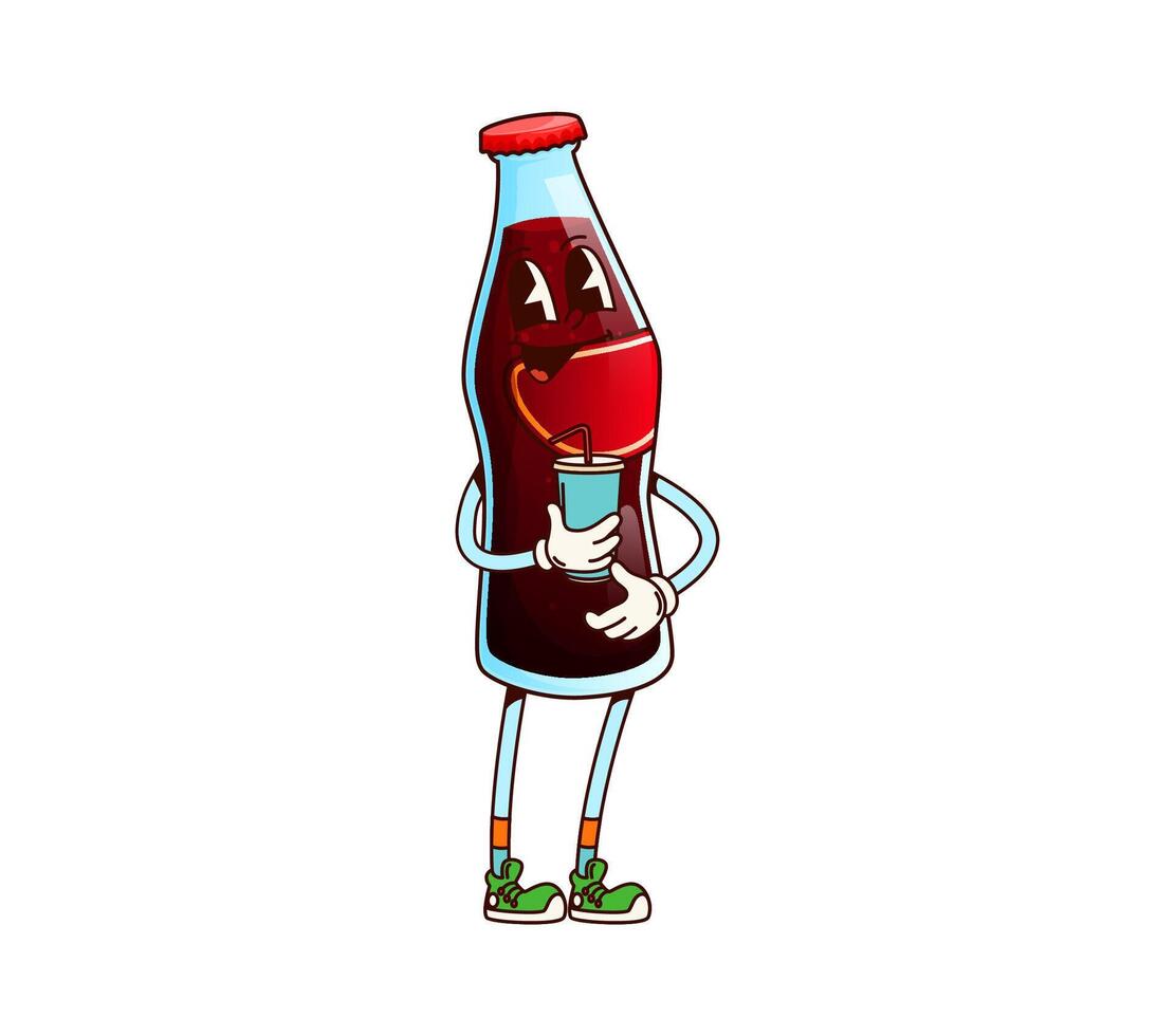 Cartoon soda drink groovy cheerful character vector