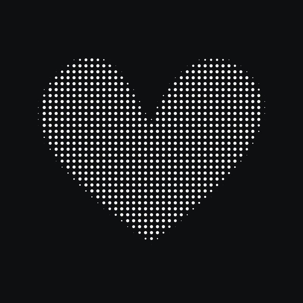 Abstract halftone dotted heart shape. Isolated pop art overlay texture vector