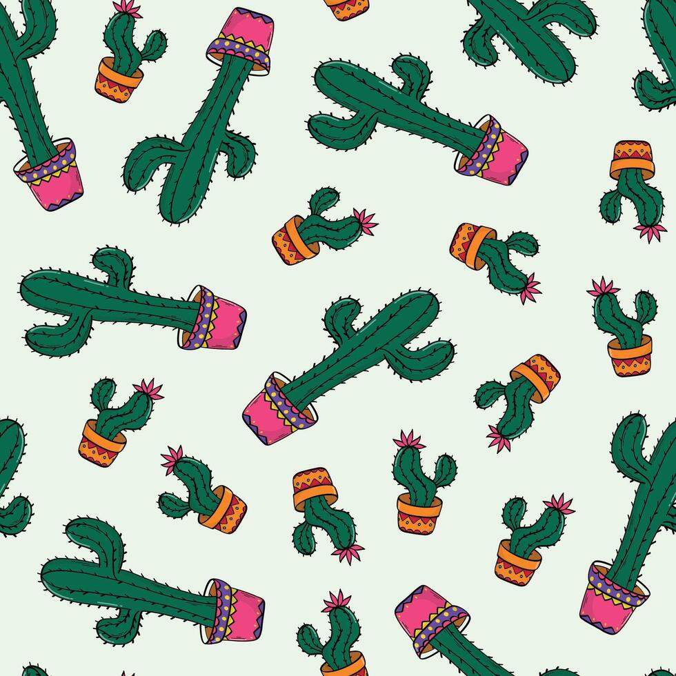 Mexican cactus plants seamless pattern for textile prints, backgrounds, wallpaper, scrapbooking, stationery, wrapping paper, etc. EPS 10 vector
