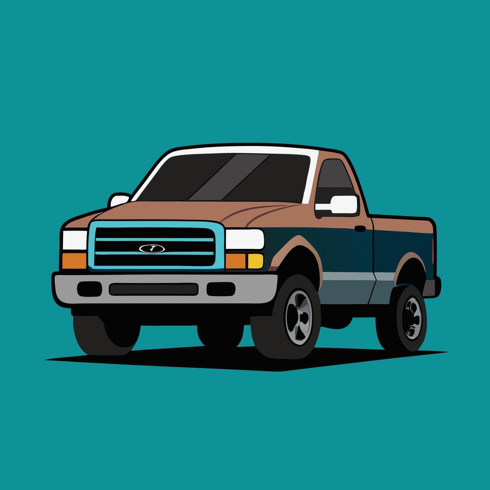 a cartoon truck on a blue background vector
