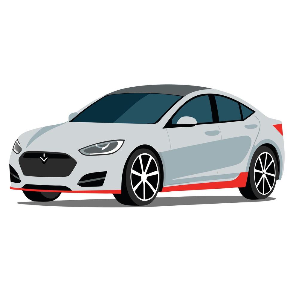 a white car with red trim on the side vector
