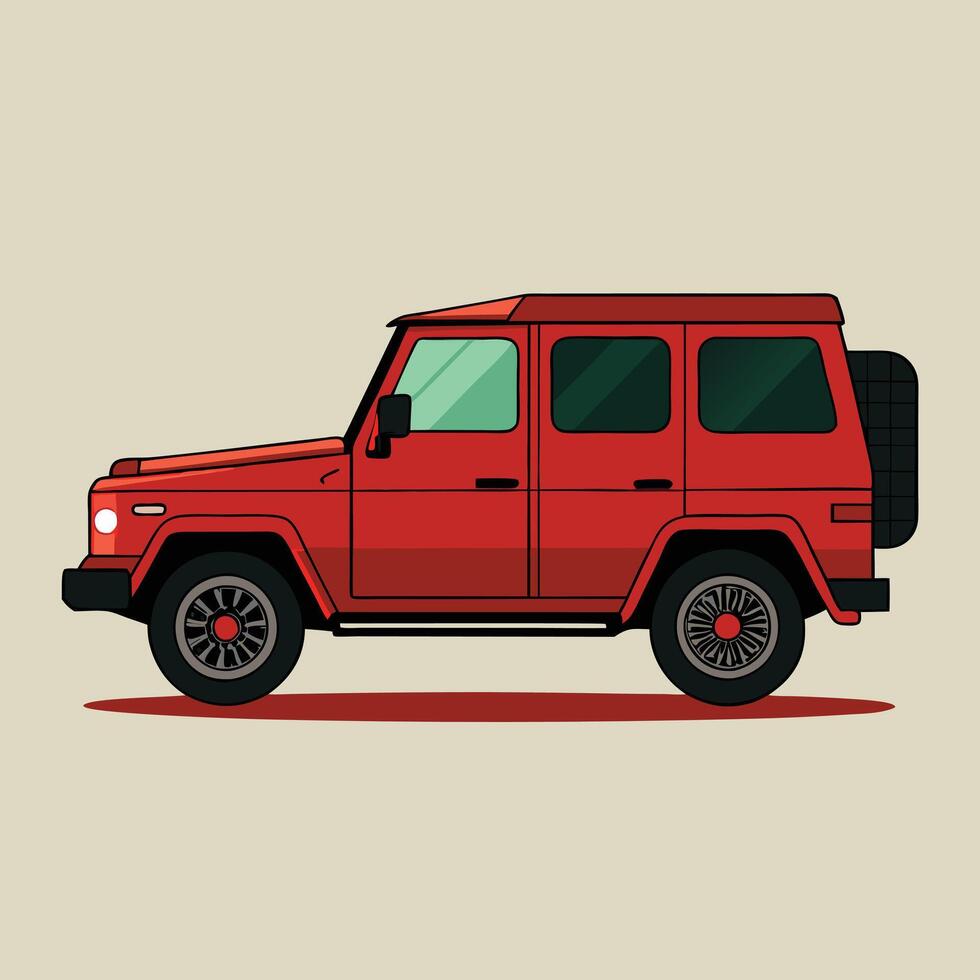 a red suv on a beige background vector