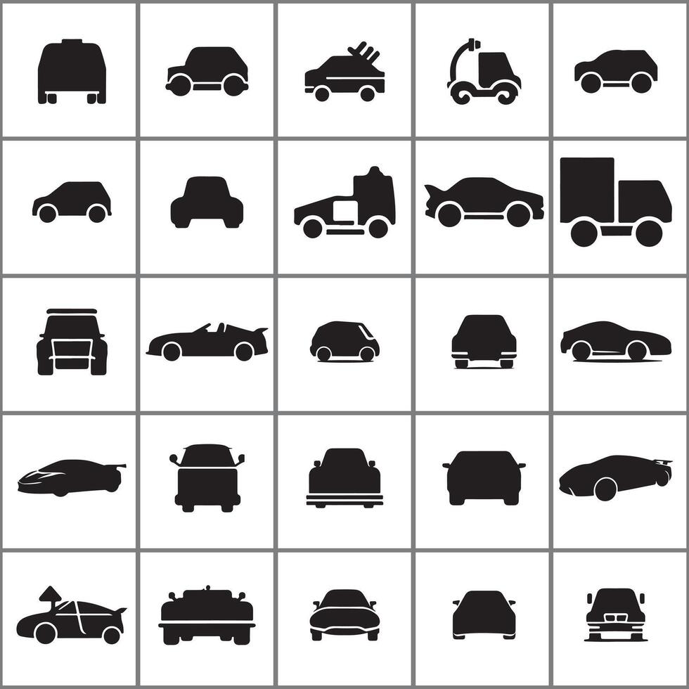 car icons set on white background vector