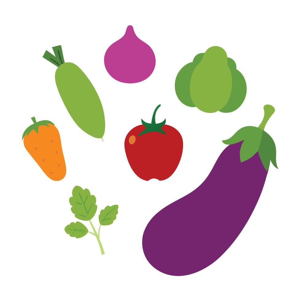 vegetables and fruits on a white background vector