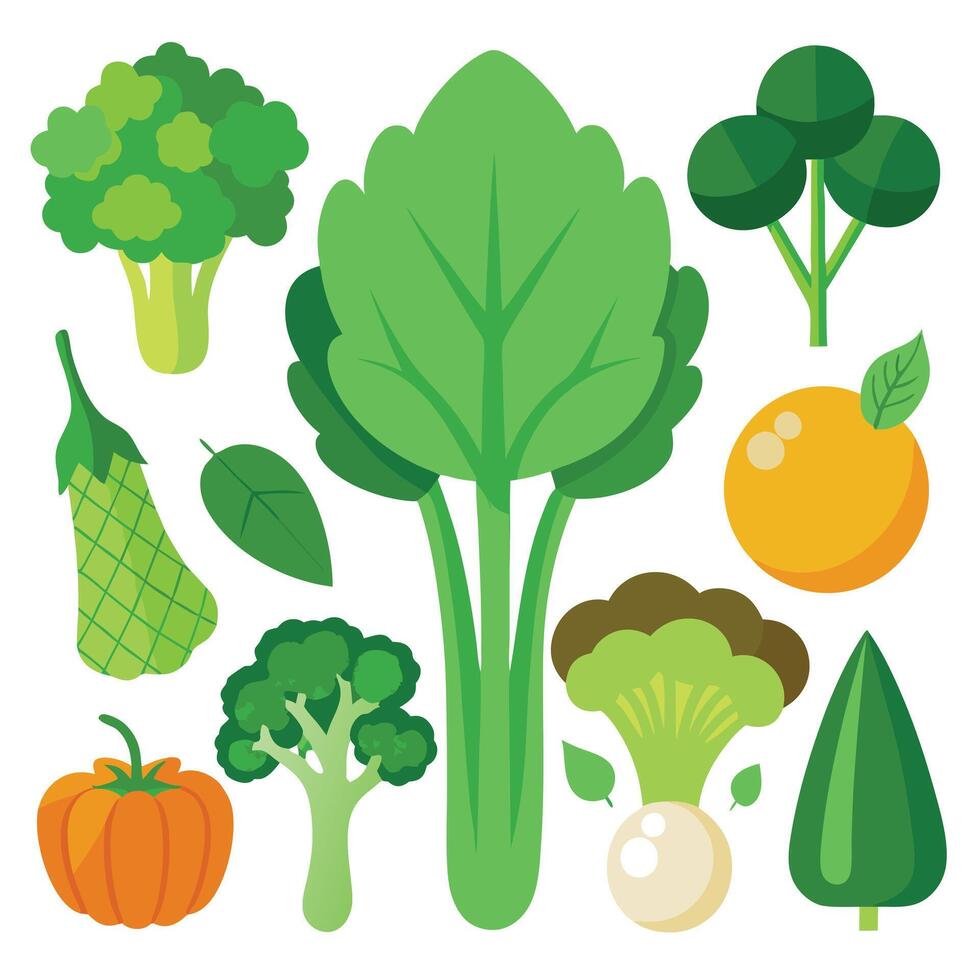 a variety of vegetables and fruits are shown in this illustration vector