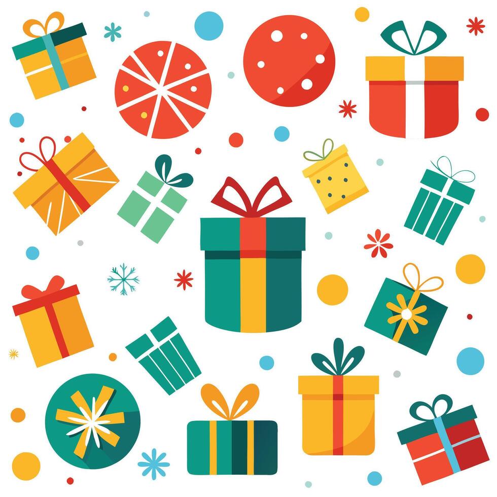 many different gift boxes and presents on a white background vector