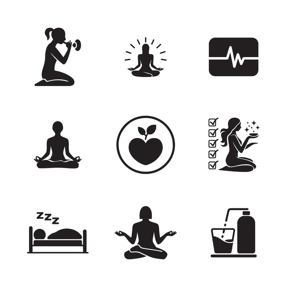 Innovative Healthcare and Lifestyle Icons for Presentations and Digital Projects vector