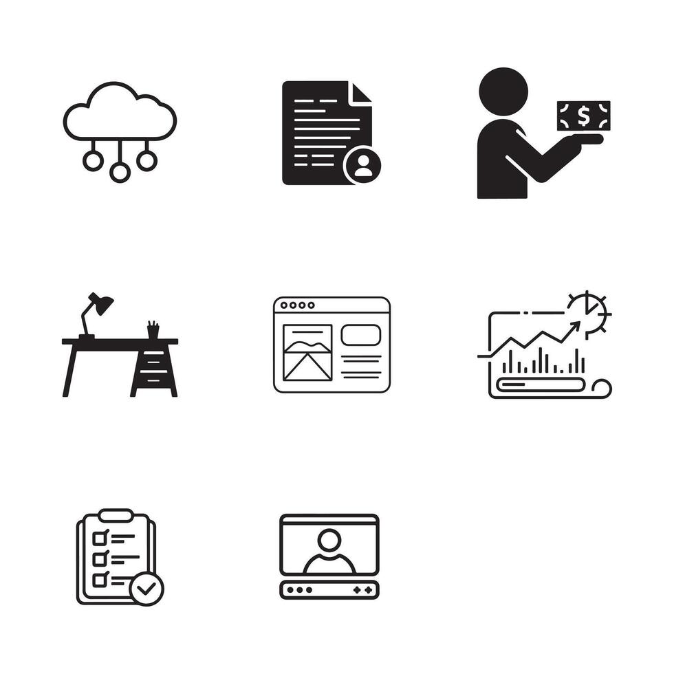 Professional Digital Nomad and Productivity Icons for Branding and Design vector