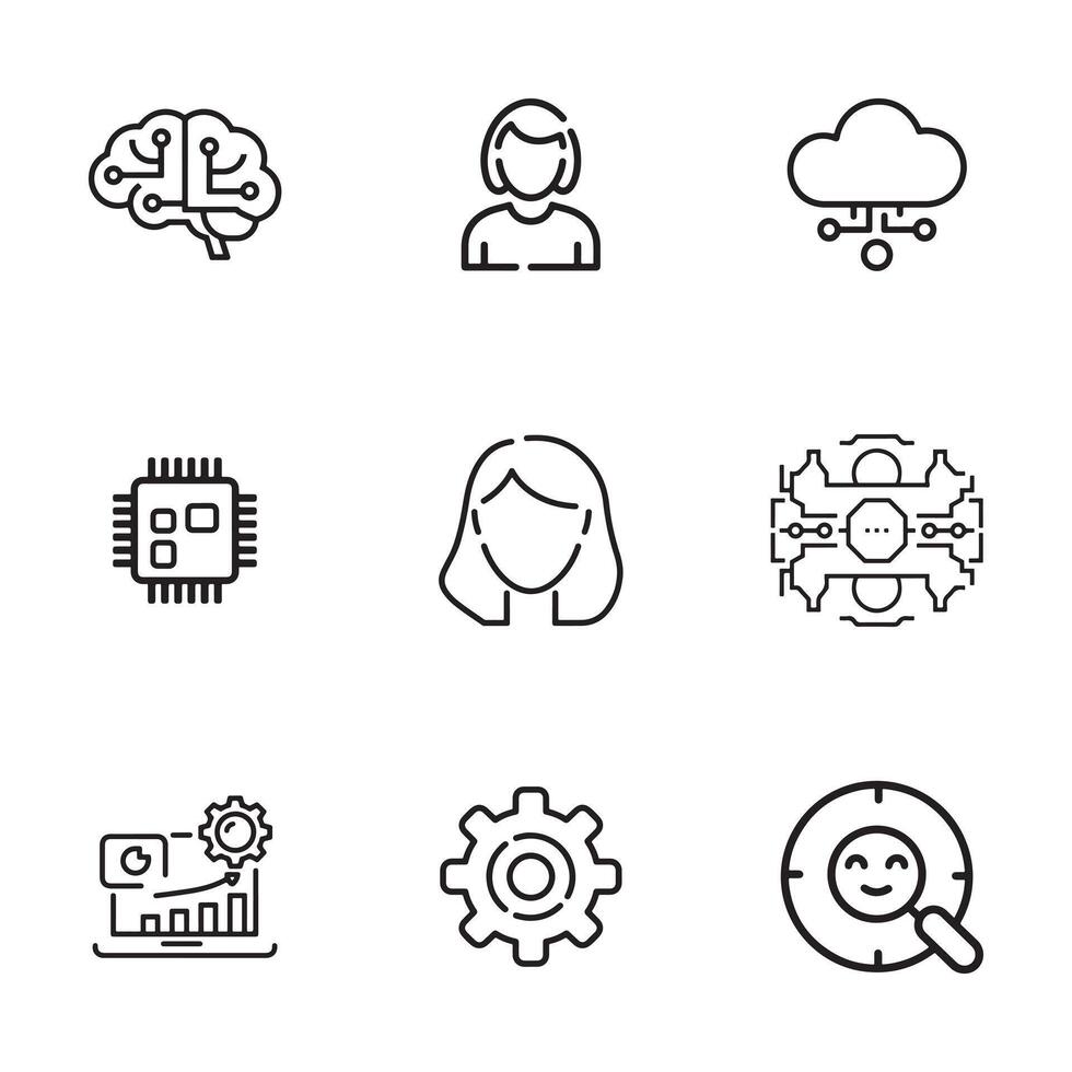 Smart Technology and Predictive Modeling Icons for Presentations and Digital Projects vector
