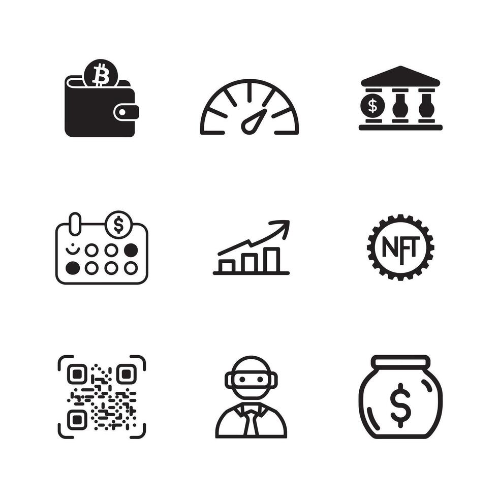Professional Financial Technology and Trading Icons for Branding and Design vector