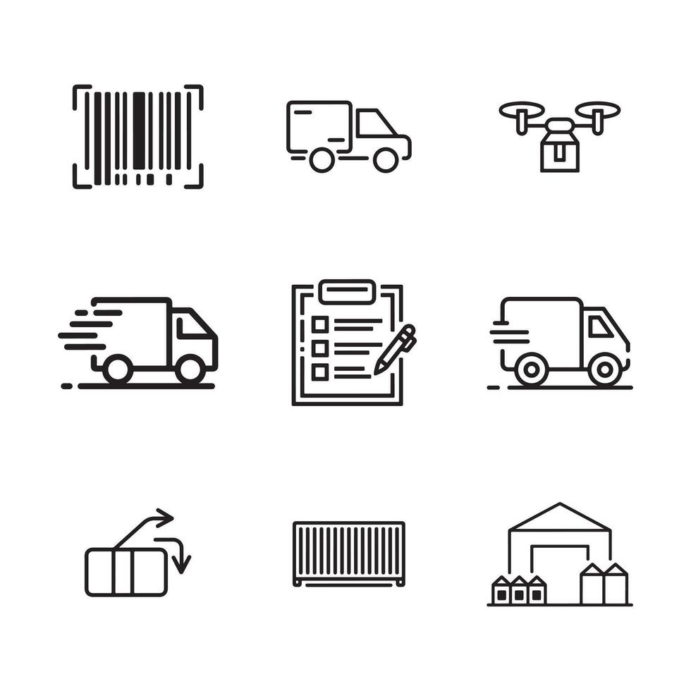 Essential Courier and Supply Chain Icons for Web and Infographics vector