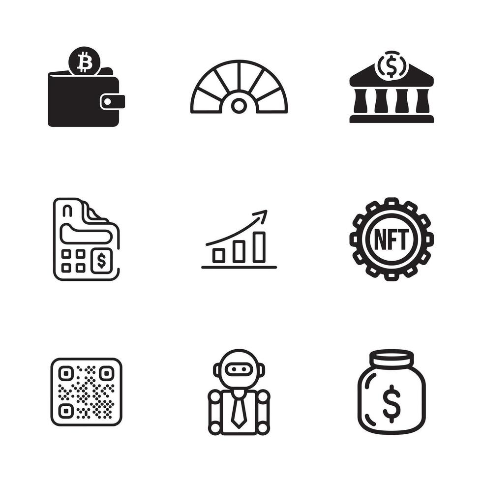 Secure Payment and Decentralized Finance Icons for Presentations and Digital Projects vector