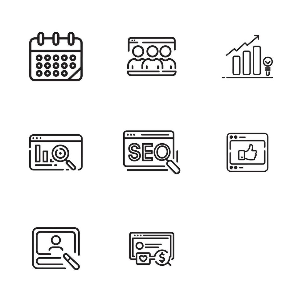 Professional Content Marketing and Analytics Icons for Presentations vector