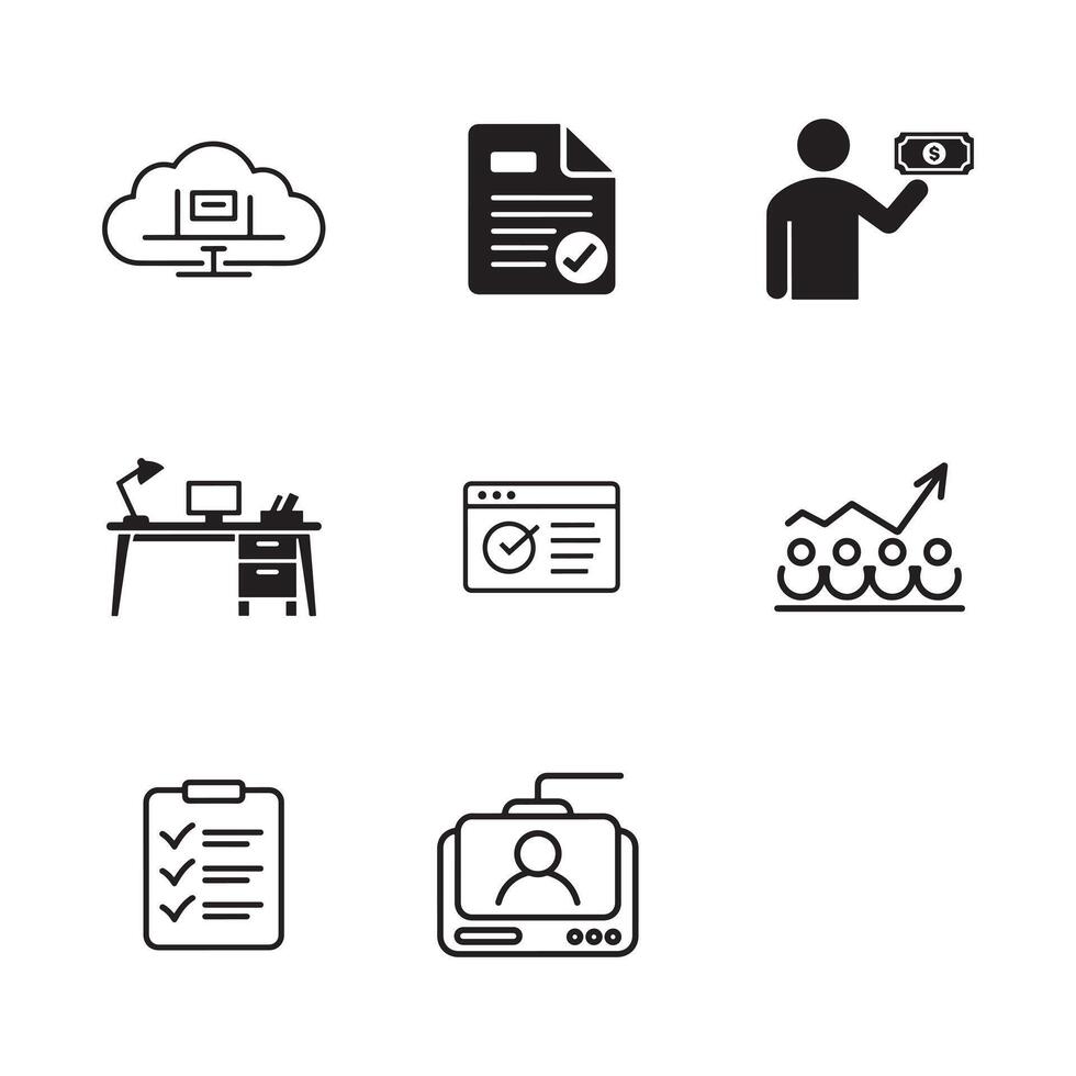 Essential Freelancer and Virtual Collaboration Icons for Web and Infographics vector