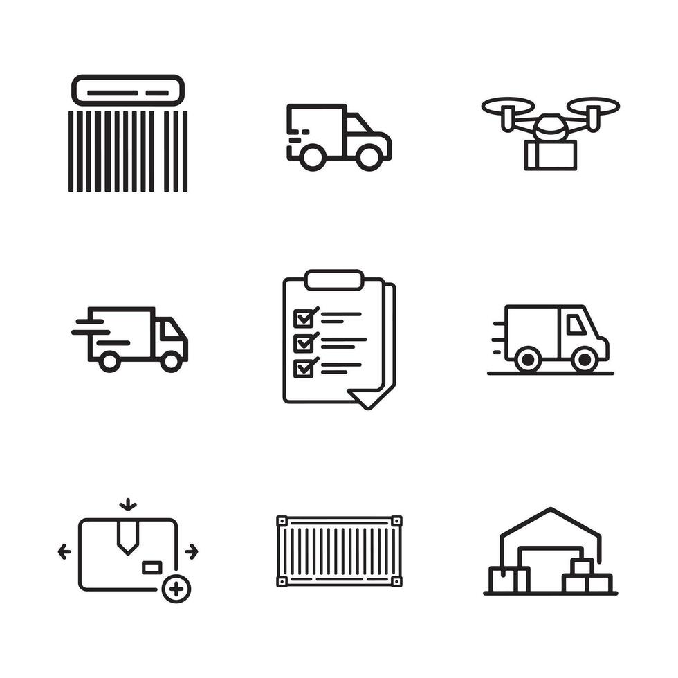 Modern Shipping and Transportation Symbols for Apps and UI vector