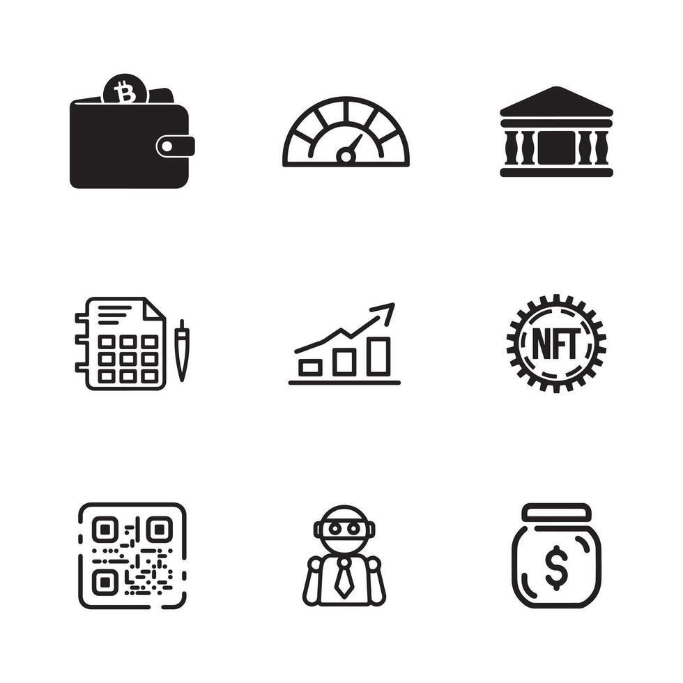 Modern Blockchain and Digital Currency Symbols for Apps and UI vector