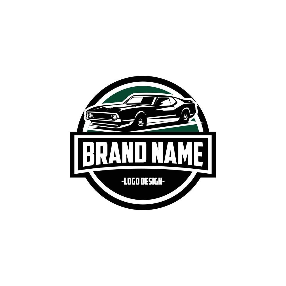 Vintage mustang car logo design isolated on white background viewed from the side. illustration available in eps 10. vector