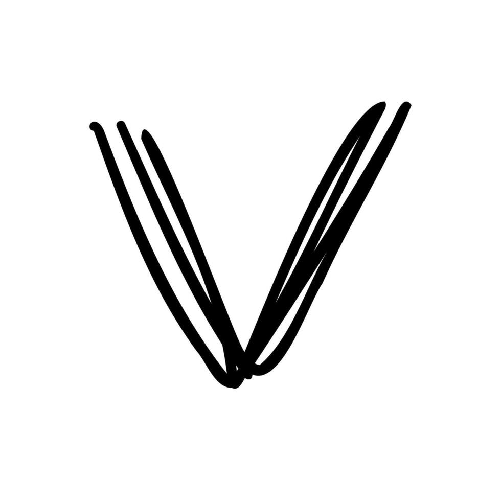A black and white drawing of a letter v vector