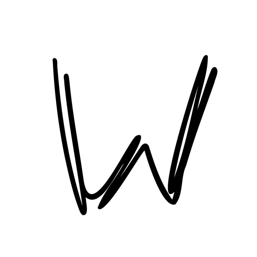 A black and white drawing of the letter w vector