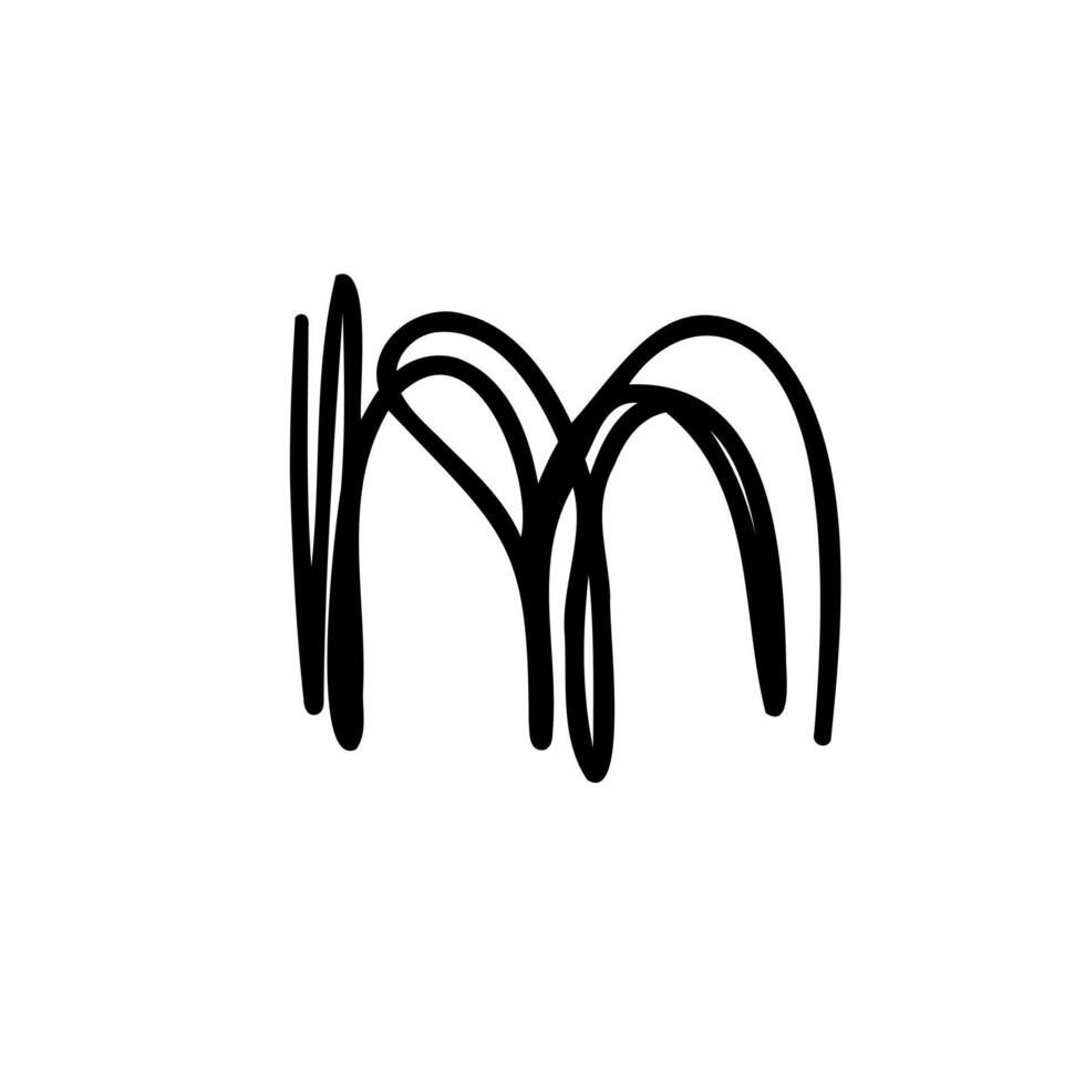 A black and white drawing of a letter m vector