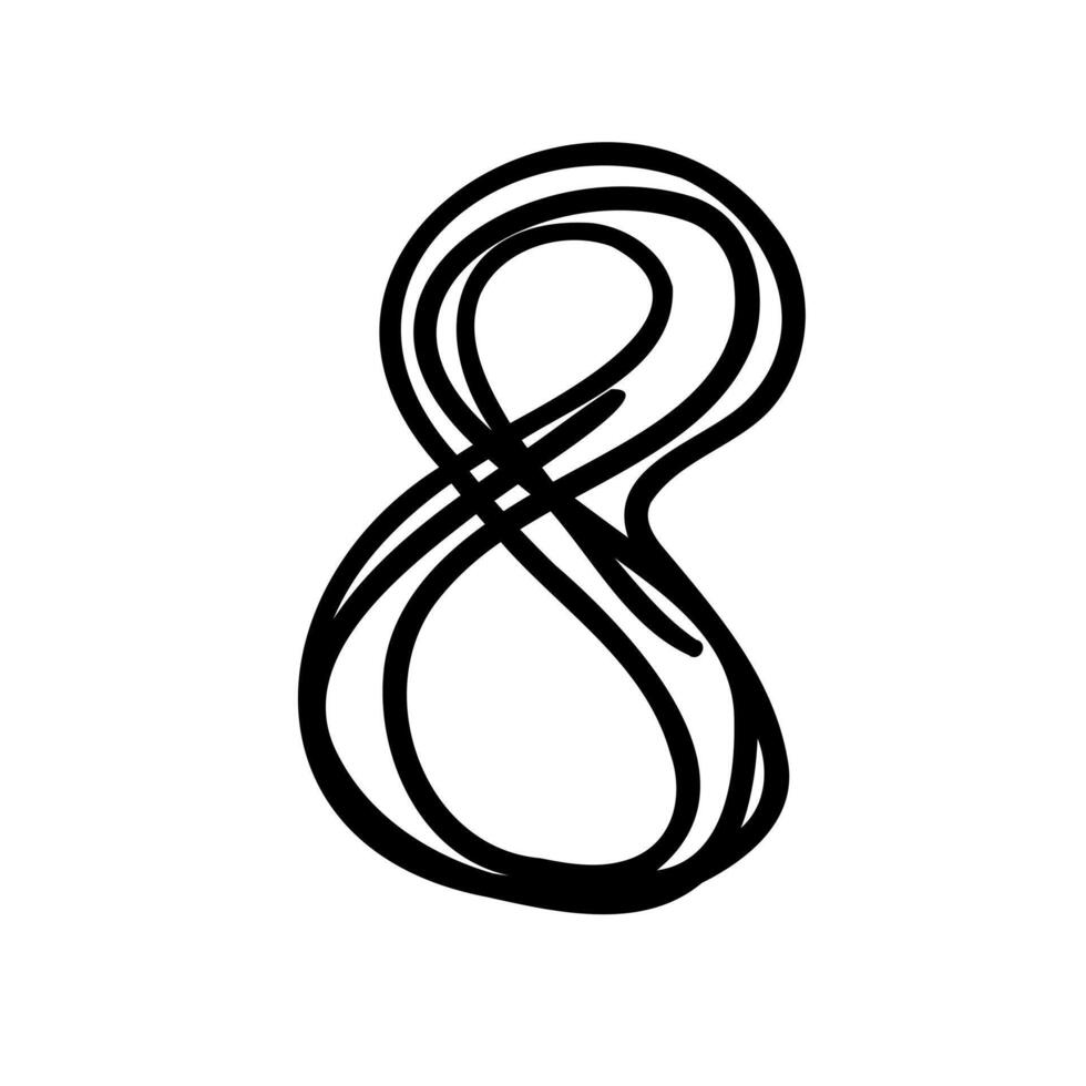 A black and white drawing of an eight vector