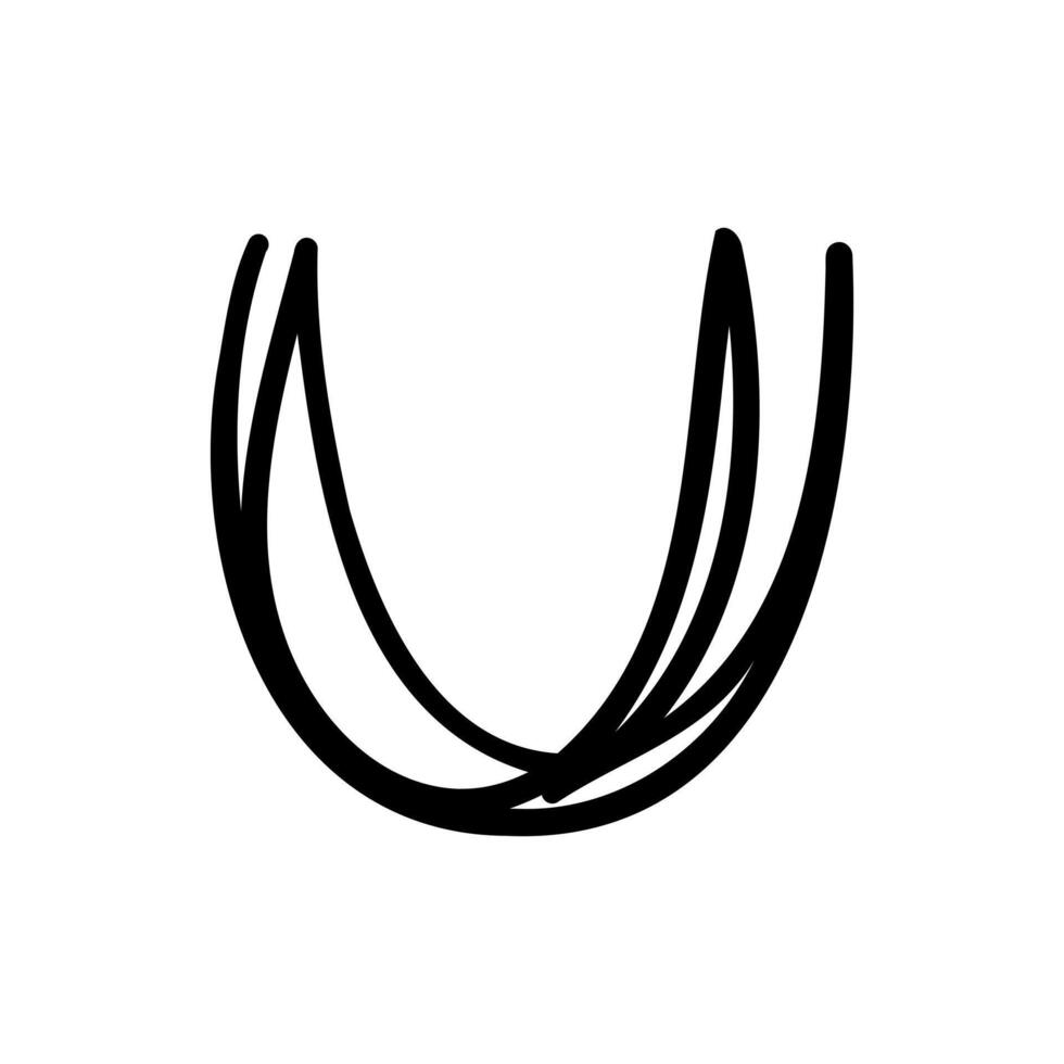A black and white drawing of a letter u vector