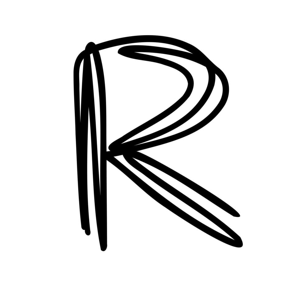 A black and white drawing of the letter r vector