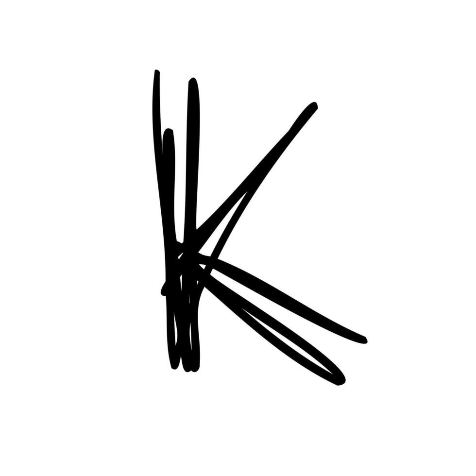 A black and white drawing of a letter k vector